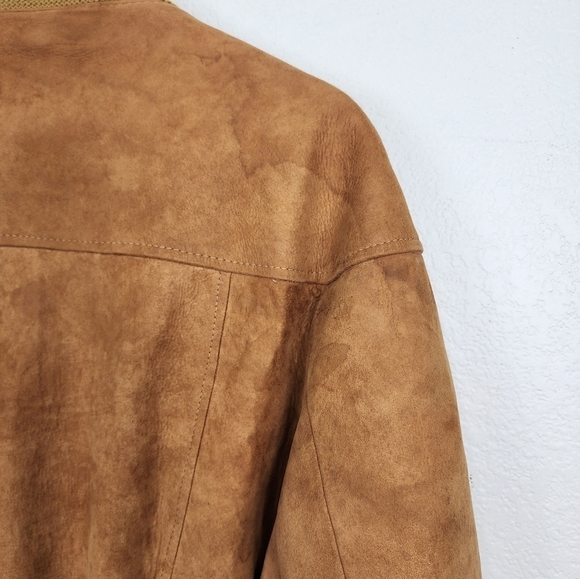 Vintage Cresco Leather Tan Bomber Jacket Size 46 - Picture 8 of 16